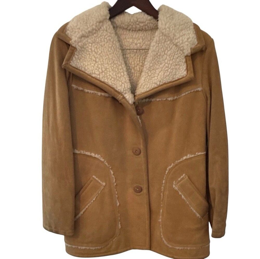 Vintage 1970s Sears Junior Bazaar Tan Suede Leather Jacket Deadstock NOS Small